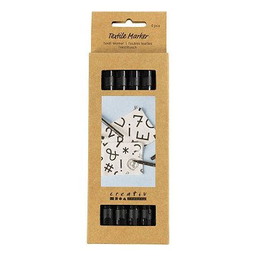 Double-sided Textile Markers Black - 6 pcs.