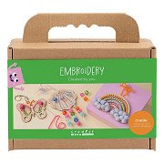 Mini Hobbyset Borduurwerk - Vlinder, Schelp en Regenboog