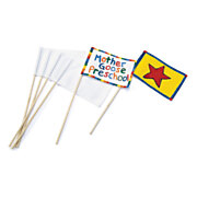 Colorations - Leinwandflaggen mit Stick weiß, 12er-Set