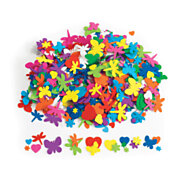 Färbungen – Blumen-, Herz- und Insektenformen aus Schaumstoff, 500 Stück.