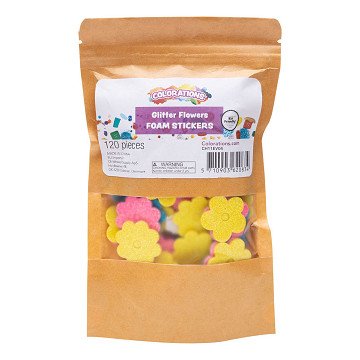 Colorations - Schaumstoff Aufkleber Glitzerblumen, 120 Stk.