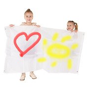 Colorations - Versier je eigen Nylon Banner Groot Wit , Set van 2