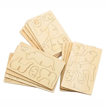 Wooden 3D Jungle Animals Construction Kit, Set of 4