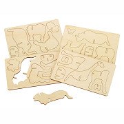 Colorations - Create and Decorate your Wooden 3D Puzzle Jungle Animals, Set of 4