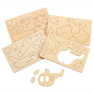 Holzbausatz 3D-Fahrzeuge, 4er-Set