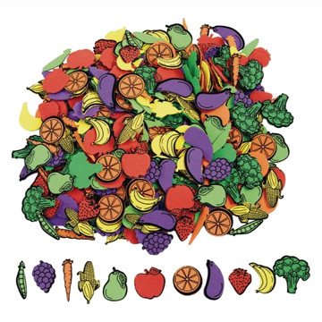 Colorations - Selbstklebende Schaumstoff-Aufkleber mit Obst und Gemüse, 500 Stk.