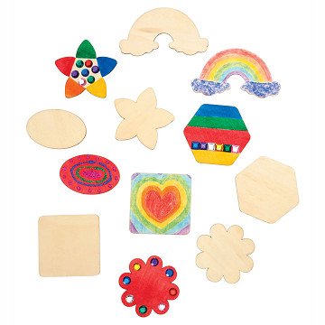 Colorations - Decorate your own Wooden Magnet Shapes, 12 pcs.