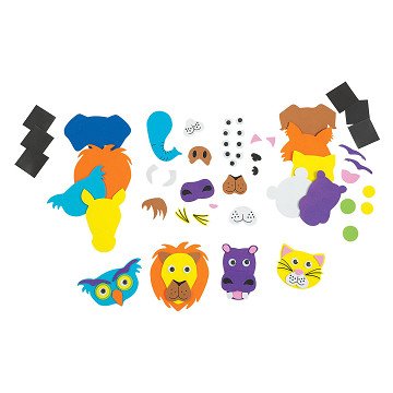 Colorations - Making Foam Animal Faces Craft Set, 36 pcs.