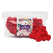 Färbungen - Pom Poms Rot, 100 Stück.