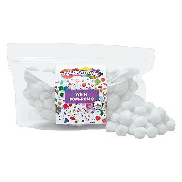 Colorations - Pom Poms Wit, 100st.