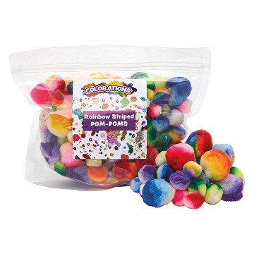 Colorations - Regenboog Gestreepte Pom Poms, 180st.