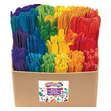 Colorations - Colored Wooden Craft Sticks Classroom Pack, 1200pcs.