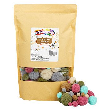 Colorations – Pom Poms, natürliche Farbtöne und Farben, 300 Stück.