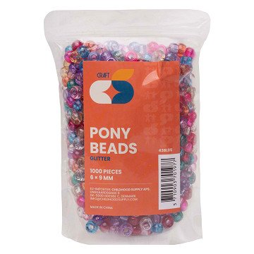 Colorations - Pony Kralen Glitter 6x9 mm, 1000st.