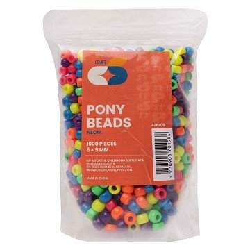 Colorations - Pony Beads Neon 6x9 mm, 1000pcs.
