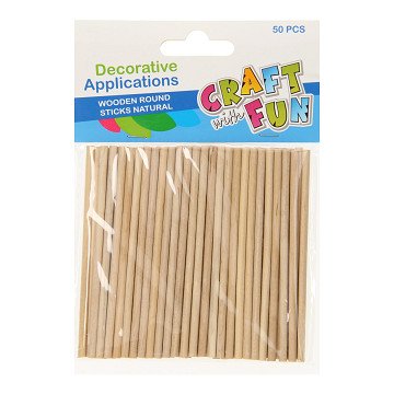 Wooden Craft Sticks Round, 50 pcs.