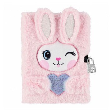 Plush Diary Rabbit & Heart with Lock, A5