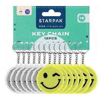 Reflecterende Sleutelhanger Emoticon, 12st.