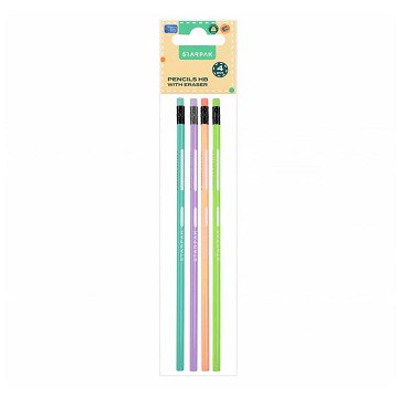 HB Triangular Pencil with Gum Pastel, 4 pcs.