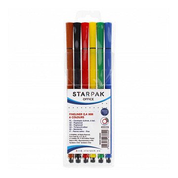 Fineliner rund 0,4mm, 6 Stk.
