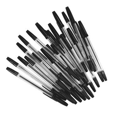 Kugelschreiber mit Kappe schwarz, 50 Stk.