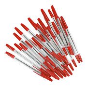 Kugelschreiber mit Kappe rot, 50 Stk.