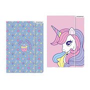 Karte mit Gummiband A4 Buntes Einhorn