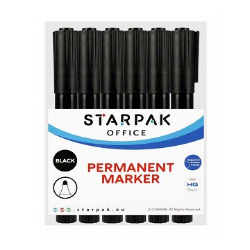 Permanent Stift Rond Zwart, 12st.