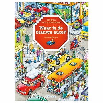 Where is the blue car?