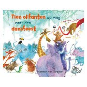 Tien olifanten op weg naar een dansfeest