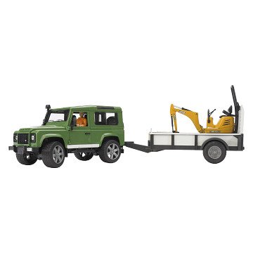 Bruder Land Rover Defender mit Anhänger und JCB-Bagger - 1:16