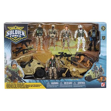 Soldier Force Actionfiguren-Set: 6 Soldaten, Hund und 2 Motorräder