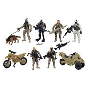 Soldier Force Actionfiguren-Set: 6 Soldaten, Hund und 2 Motorräder