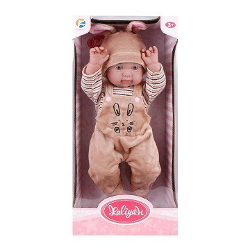 Baby met Konijntjesmuts - 45cm