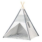 Tipi met Houten Stokken en Vloerkleed - 120x120x150cm