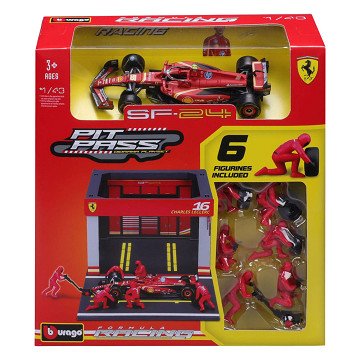 Burago Ferrari Pit Pass met Charles Leclerc - 1:43