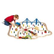 Super Houten Treinset in Opbergbox - 100dlg.