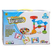 Kugelbahn mit Domino, 33-tlg.