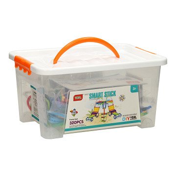 Construction Set Rods & Shapes in Storage Box, 320 pieces.