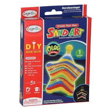 Sandkunst leuchtet im Dunkeln