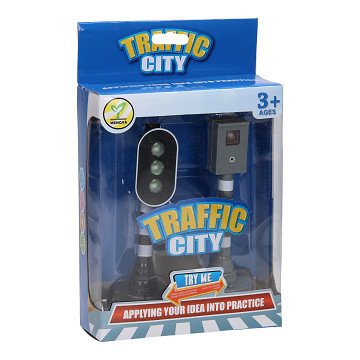 Traffic light and speed camera with light and sound