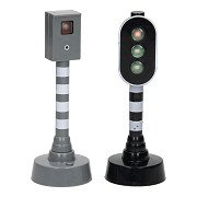 Traffic light and speed camera with light and sound