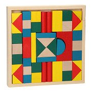 Houten Bouwblokken in tray, 48dlg.