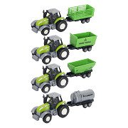 Die-cast Green Tractor with Trailer and Pull-back function