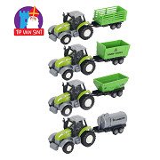 Die-cast Green Tractor with Trailer and Pull-back Function