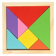 Tangram-Puzzle aus Holz, Farbe, 7-tlg.