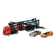 Die-cast Transporter with 4 metal cars