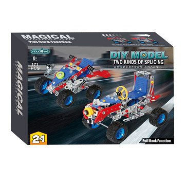 Metalen Constructieset Voertuigen 2in1 Pull Back, 171dlg.