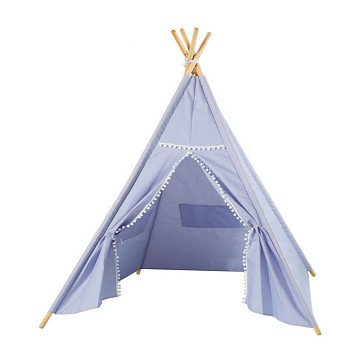 Luxuriöses Tipi-Zelt in Blau mit Lichtern, 128 cm