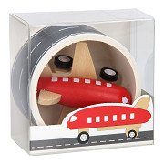 Holzflugzeug mit Straßenmarkierungsband, 8 m